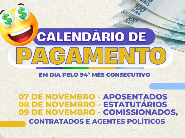 CALENDARIO DA PAGAMENTO REFERENTE AO MÊS DE OUTUBRO/2024